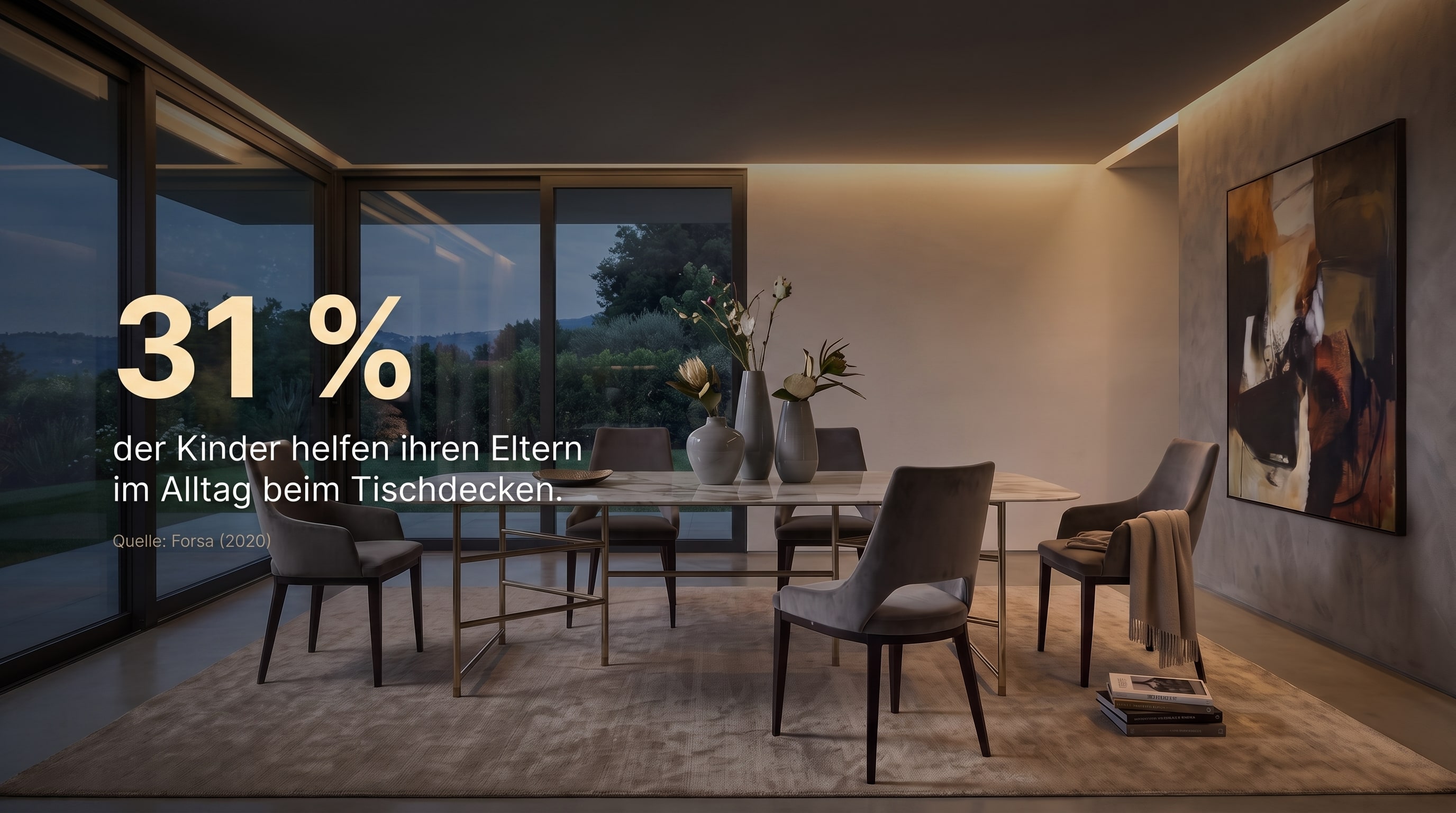 31 % &ndash; der Kinder helfen ihren Eltern im Alltag beim Tischdecken.