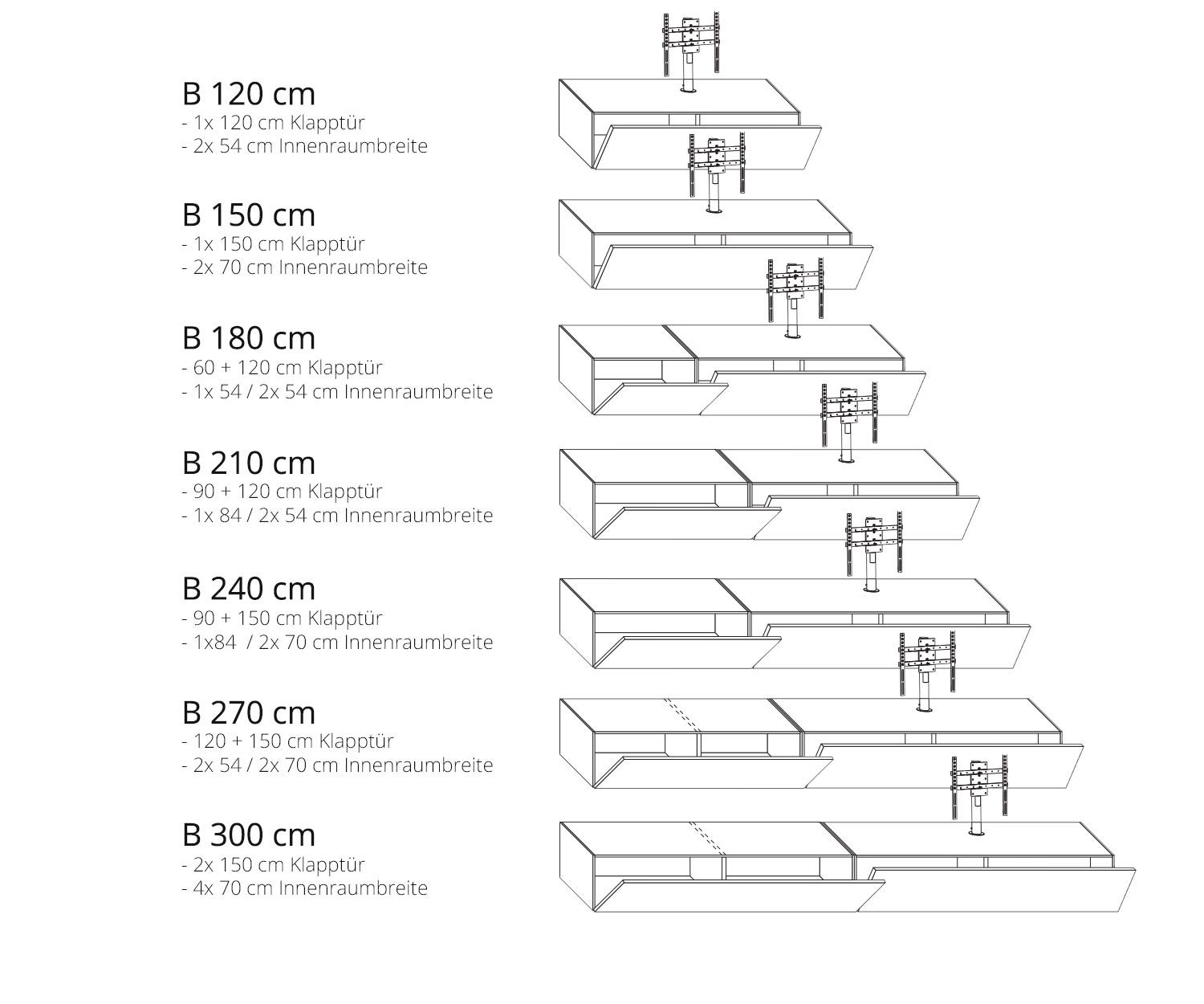 Livitalia Vesa Design Lowboard Configurator Draaideuren Breedtes Verdelingen Afmetingen