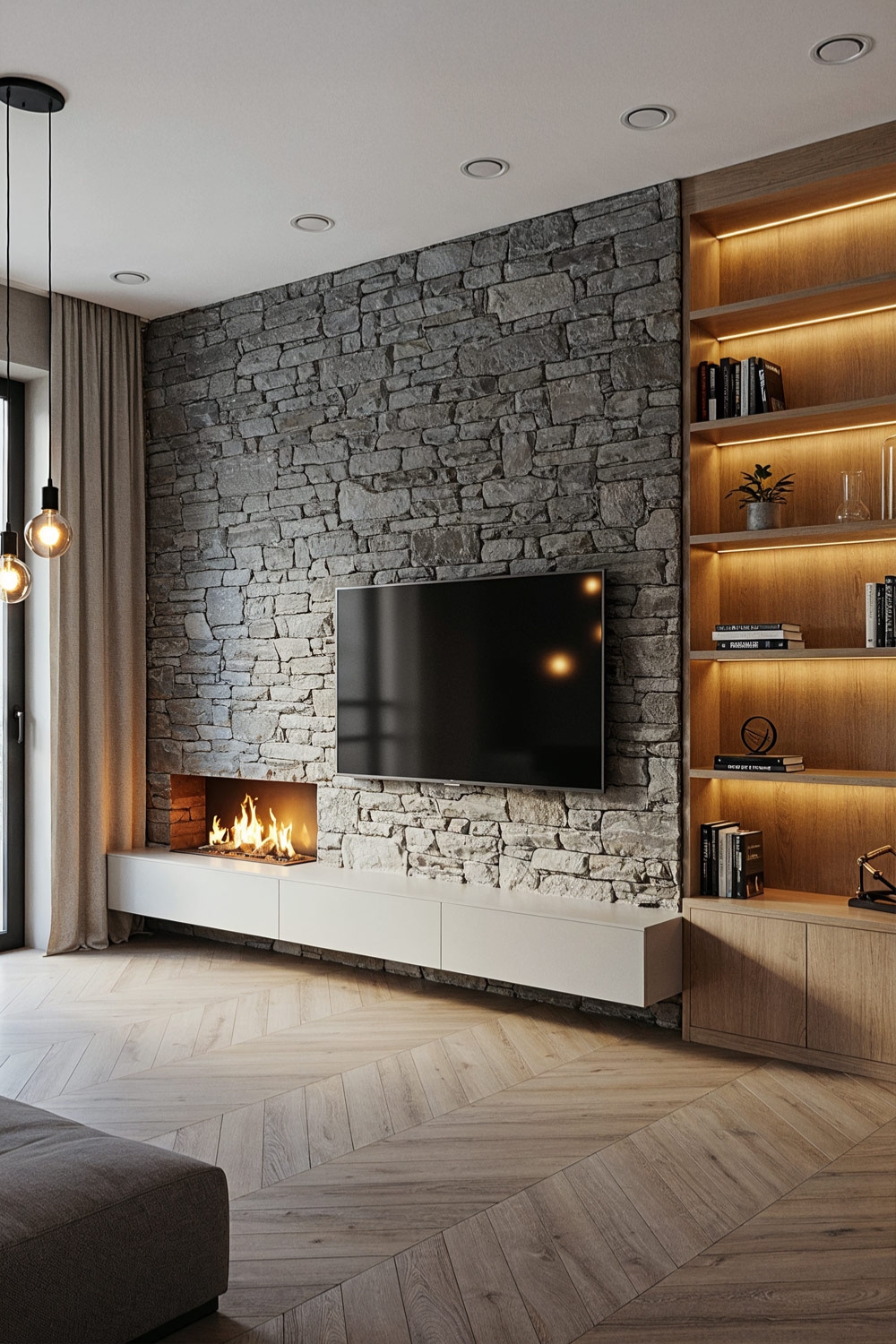 moderne-woonkamer-met-houten-elementen-en-wandmeubel-in-steenlook-inclusief-elektrische-haard-en-tv