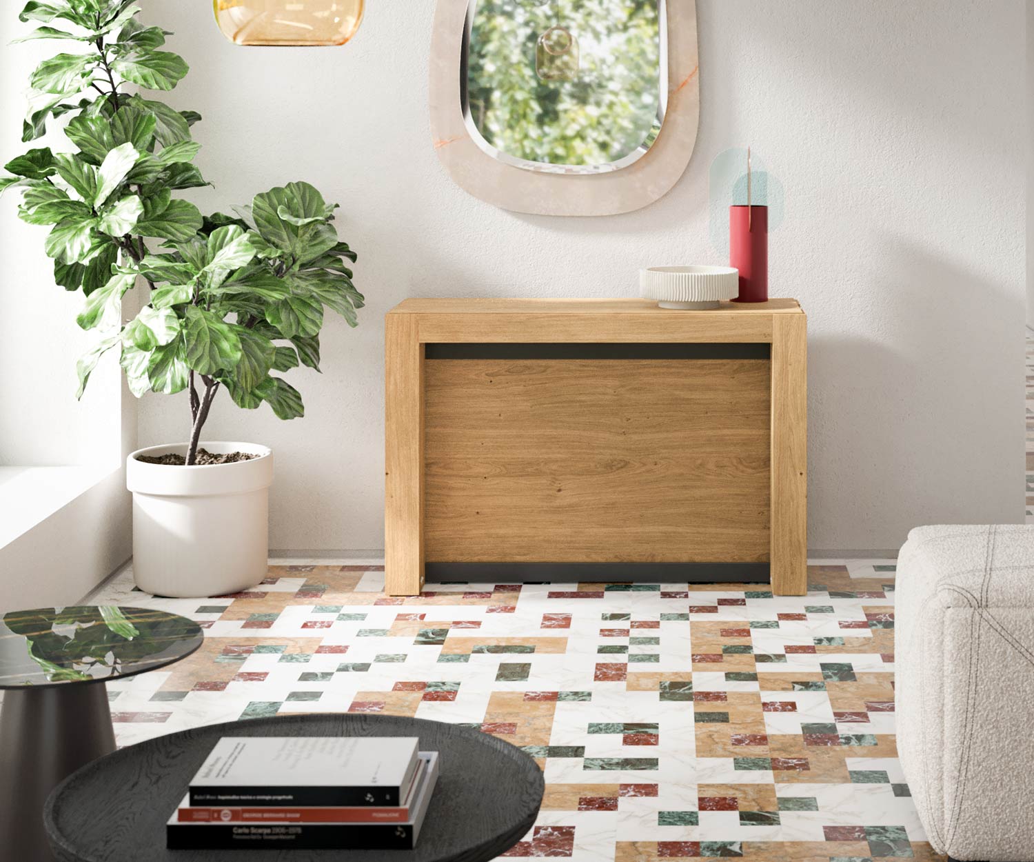 OzzioA3 Table de salle à manger extensible pieds carrés OzzioA3 Table de salle à manger extensible pieds carrés