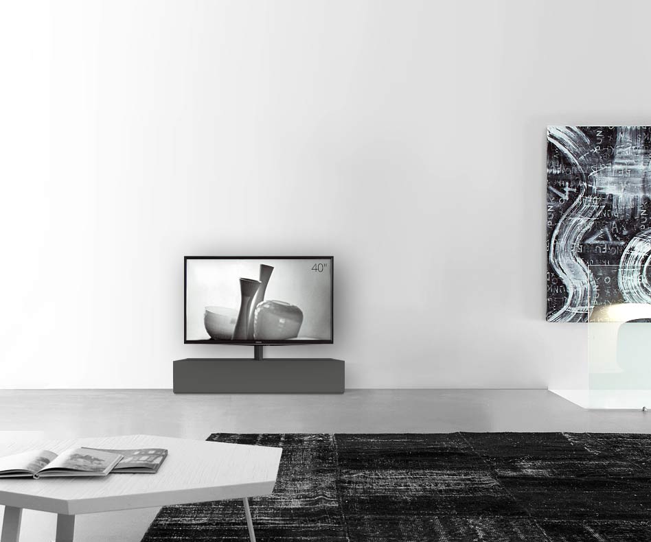 Design lowboard configurator met TV-bevestiging basisbreedte 120 25,5 54,6 midden mat donkergrijs