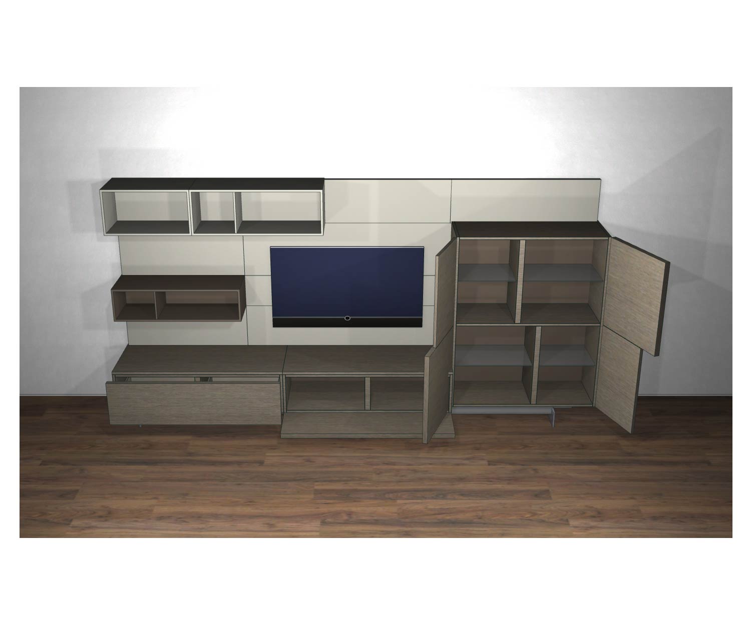 Livitalia Design wandmeubel C34 met open deuren en open elementen Livitalia Design wandmeubel C34 met open deuren en open elementen