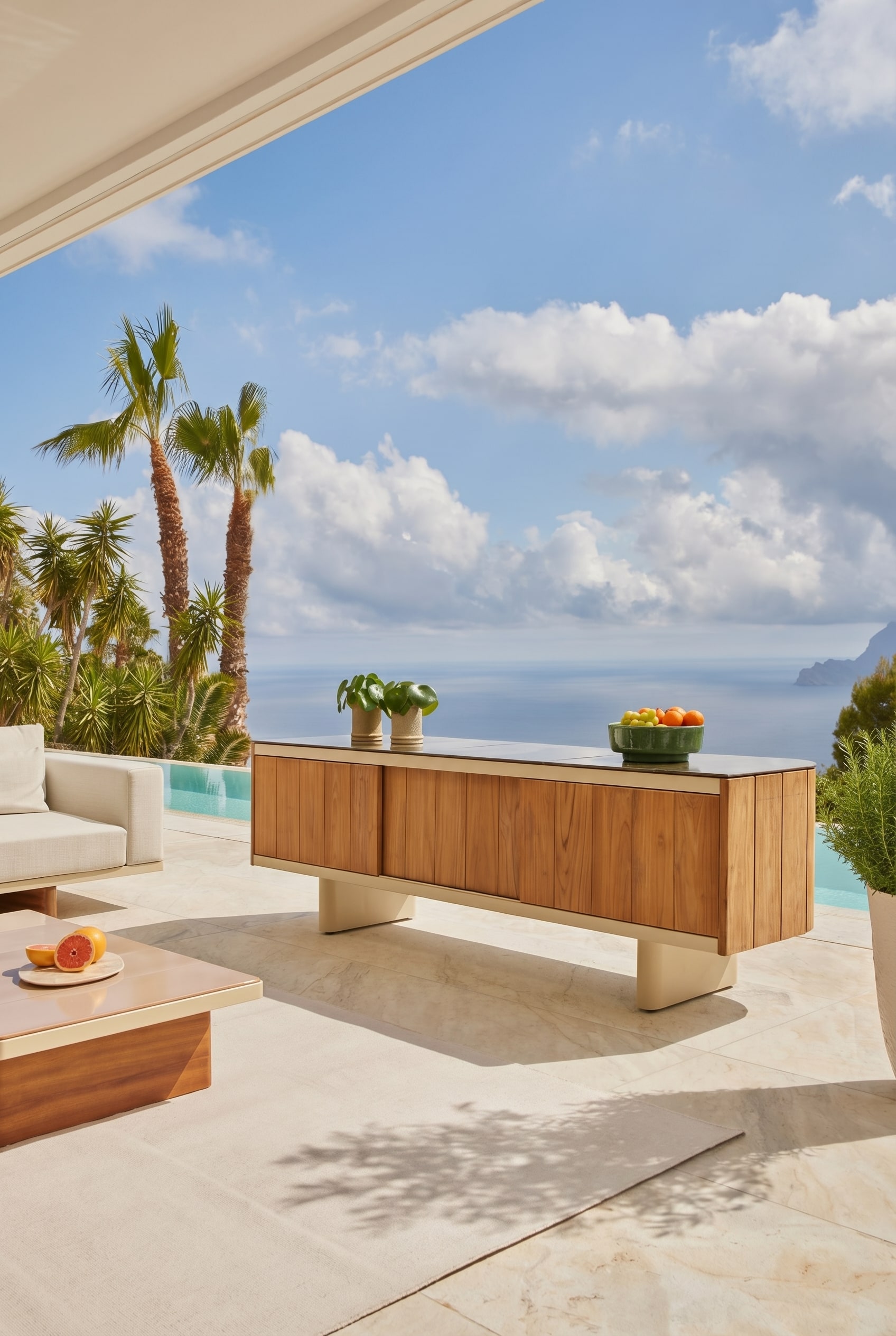 Sideboard d'extérieur résistant aux intempéries en bois noble Sideboard d'extérieur résistant aux intempéries en bois noble