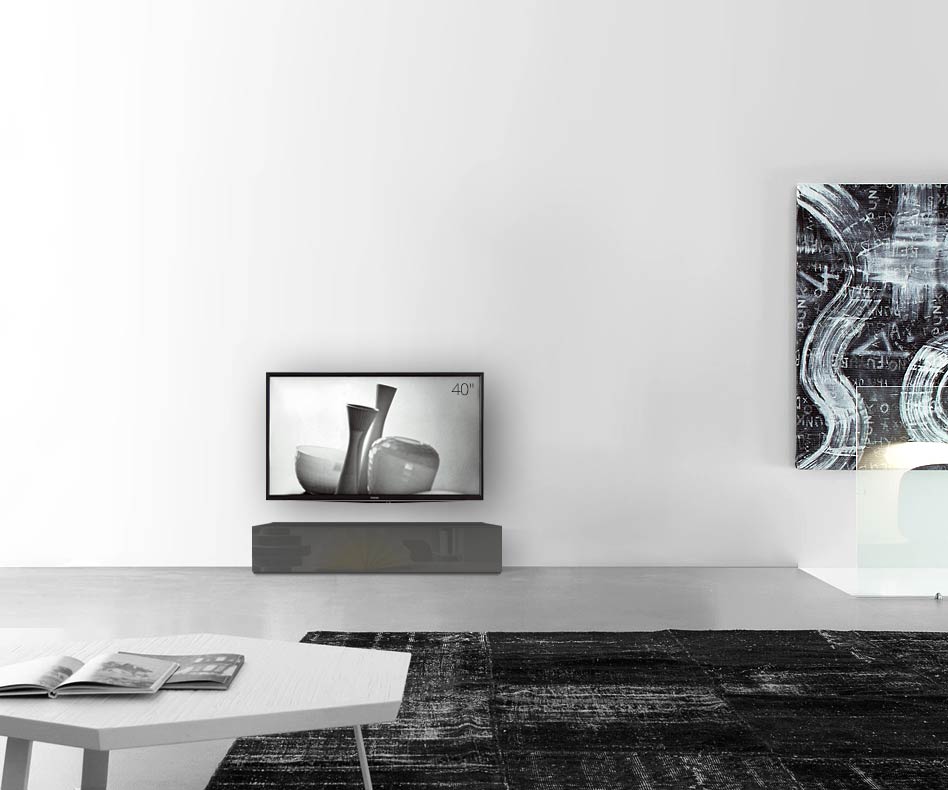 /Design Lowboard sol B120 H27 brillant gris foncé /Design Lowboard sol B120 H27 brillant gris foncé