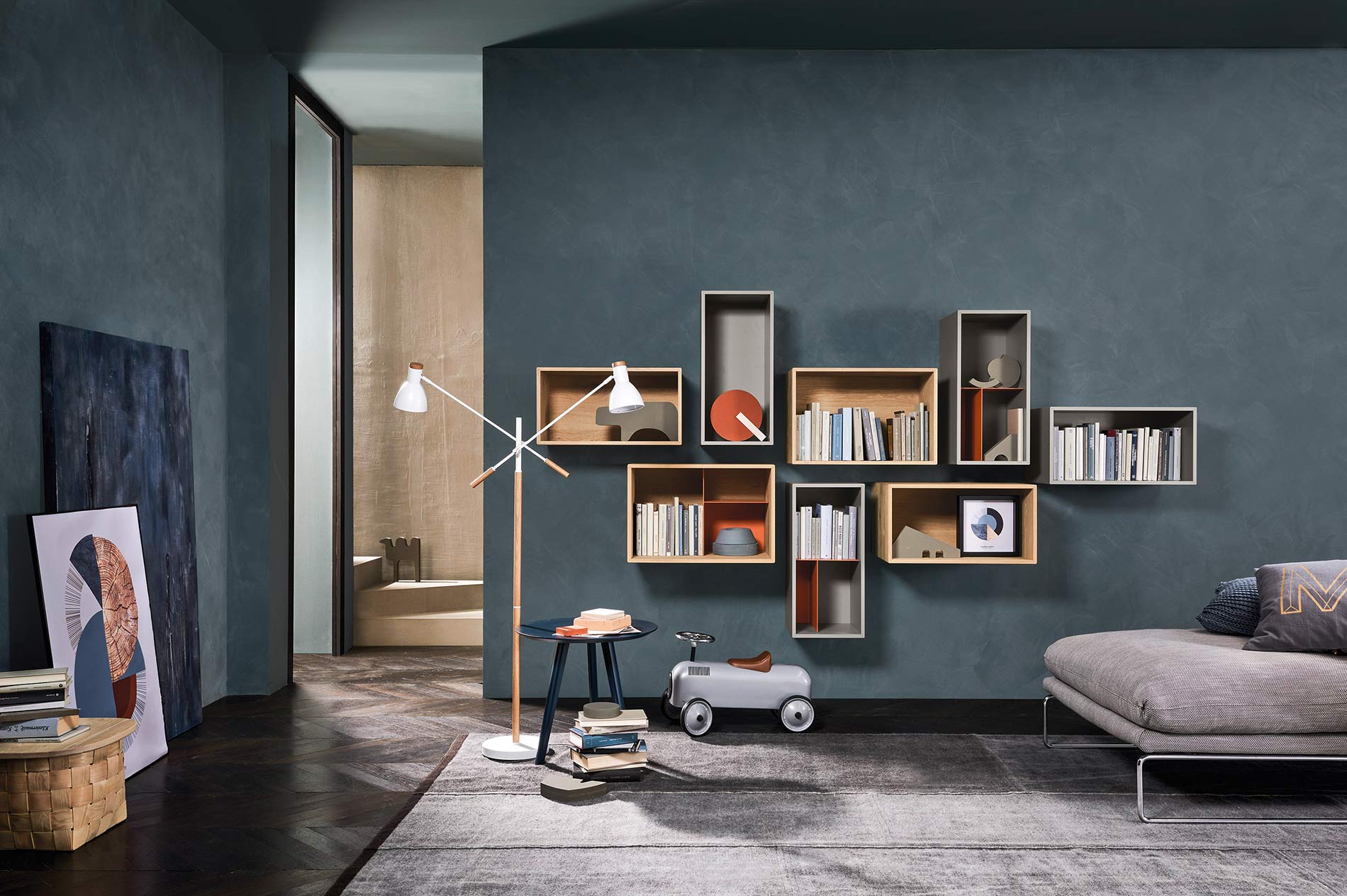 Muurdozen boekenplank