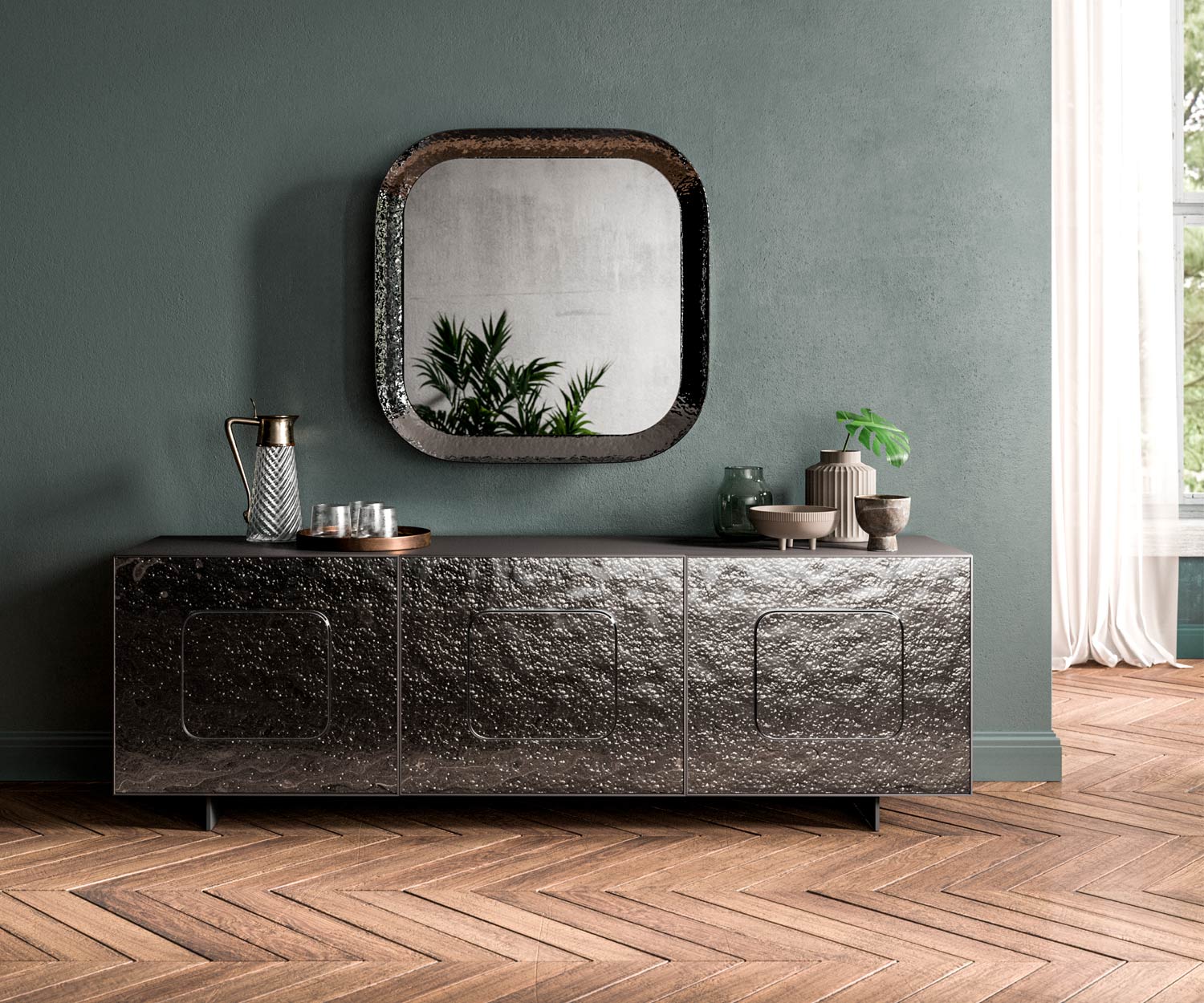 Ozzio Giulia X311 design dressoir met brons goud glas Ozzio Giulia X311 design dressoir met brons goud glas