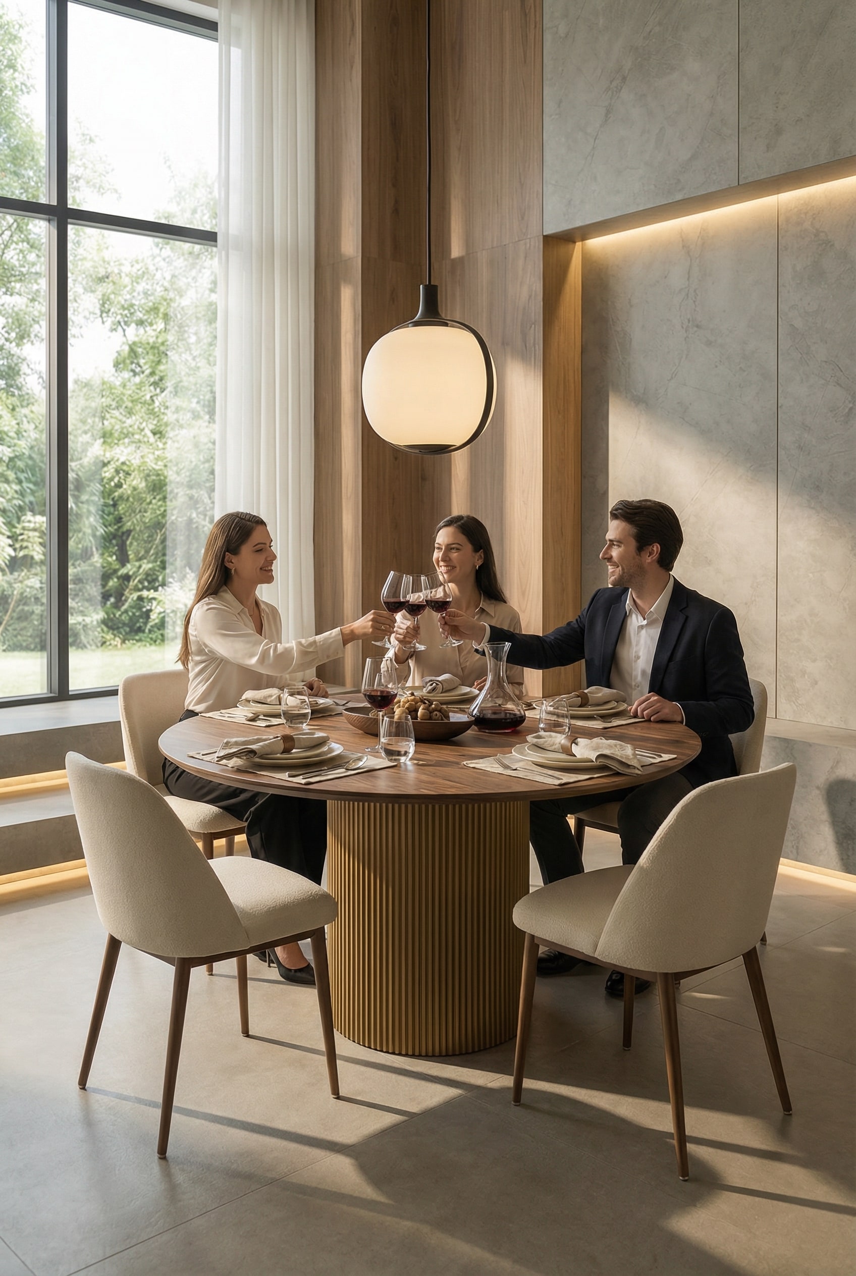 Runder Esstisch al2 dakry br 001 mit markantem Rillensockel