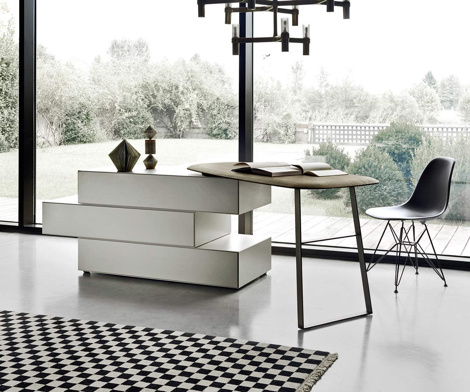 Exclusif Livitalia Commode design Ecletto avec coiffeuse en gris clair mat Exclusif Livitalia Commode design Ecletto avec coiffeuse en gris clair mat