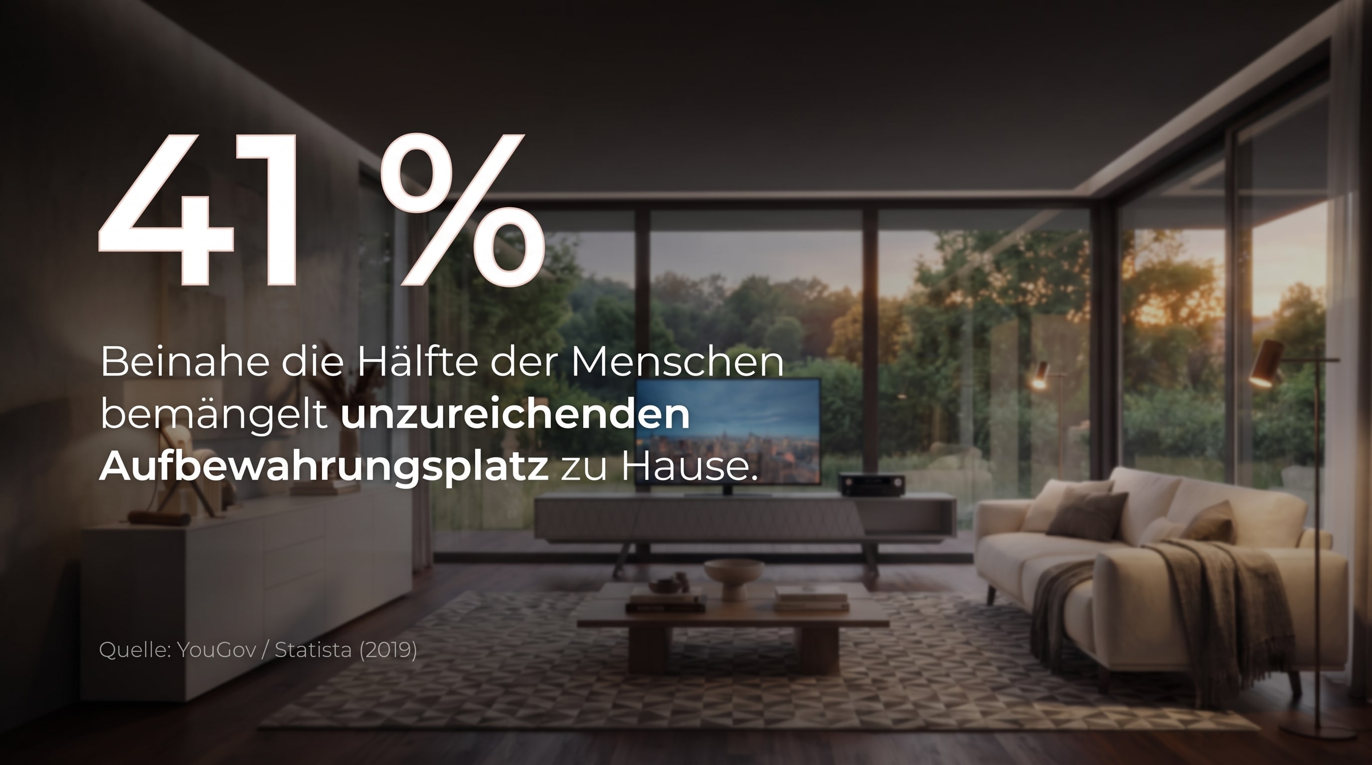 41 % – Près de la moitié des gens se plaignent d'un espace de rangement insuffisant à la maison.