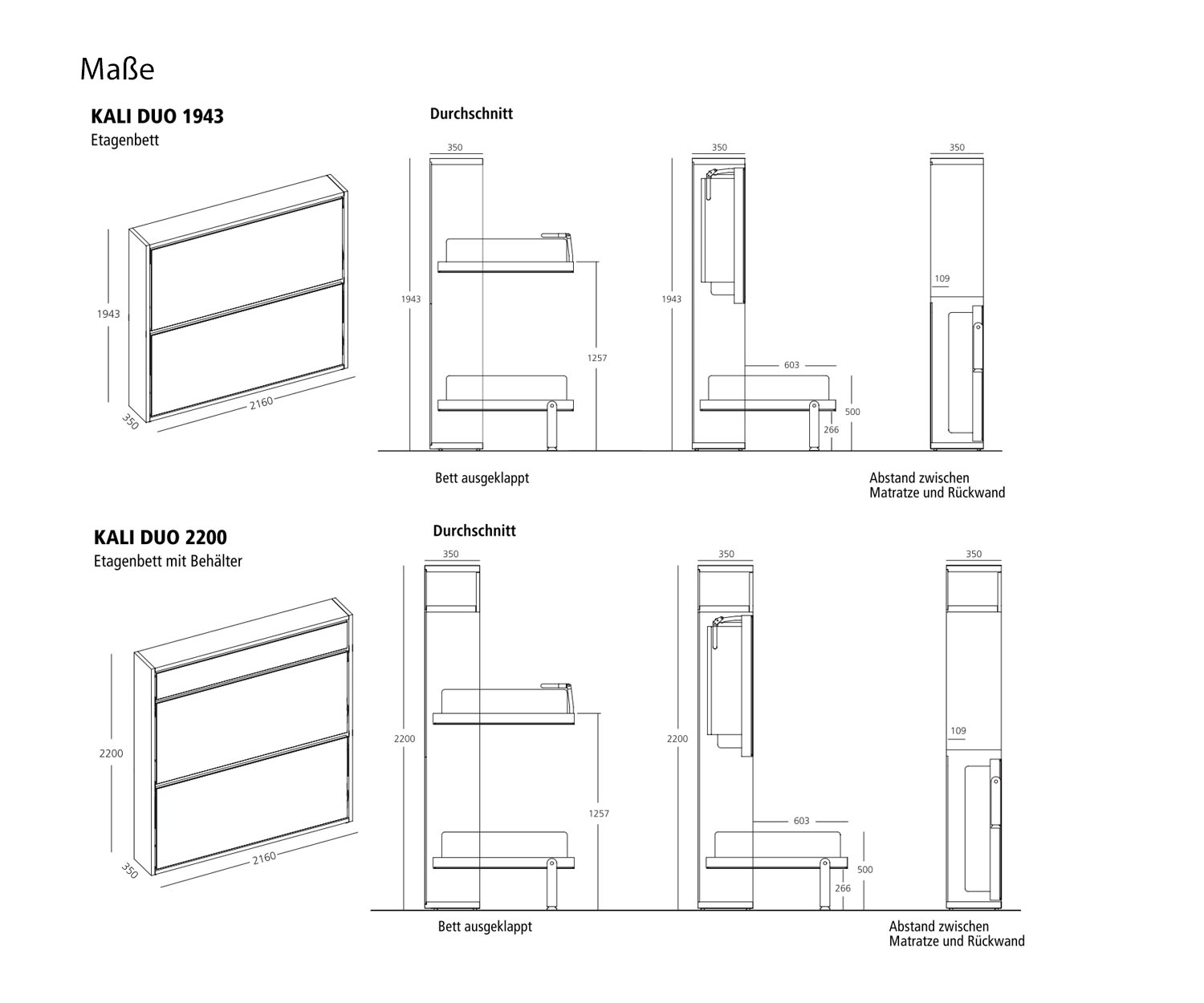 KALI DUO 1943 / 2200 Lit escamotable design Dimensions Esquisse KALI DUO 1943 / 2200 Lit escamotable design Dimensions Esquisse