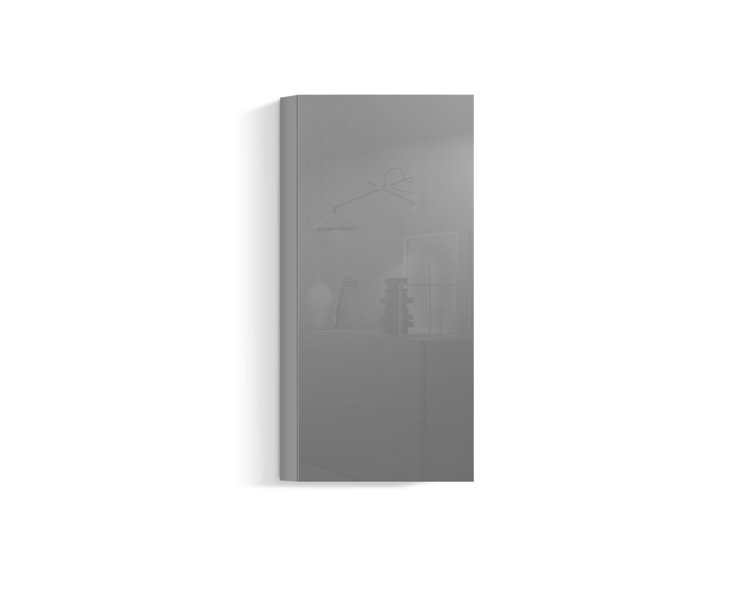Design woonkamer wandmeubel verticaal H128 B60 lichtgrijs430 Design woonkamer wandmeubel verticaal H128 B60 lichtgrijs430
