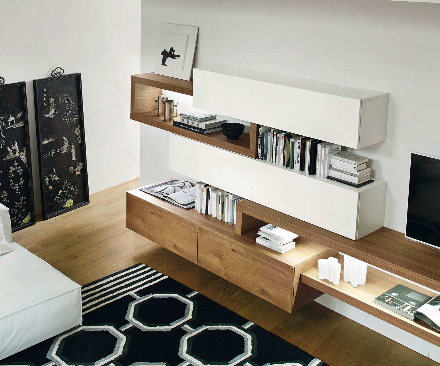 Exclusief Livitalia Design hangelement C25 met hangelementen en TV design lowboard
