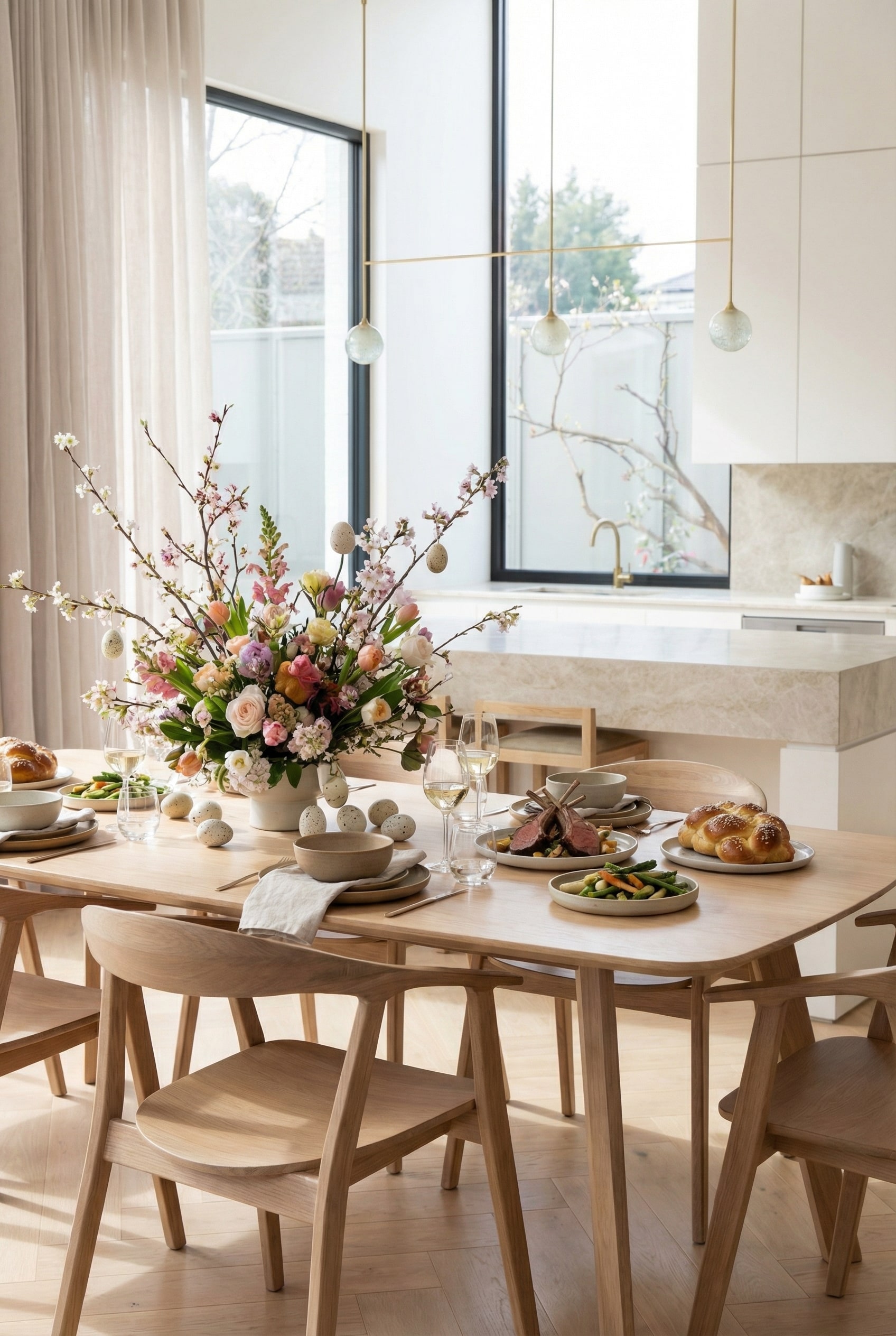 Table &agrave; manger Prostoria Rhomb en bois massif clair avec des bords &eacute;l&eacute;gamment biseaut&eacute;s
