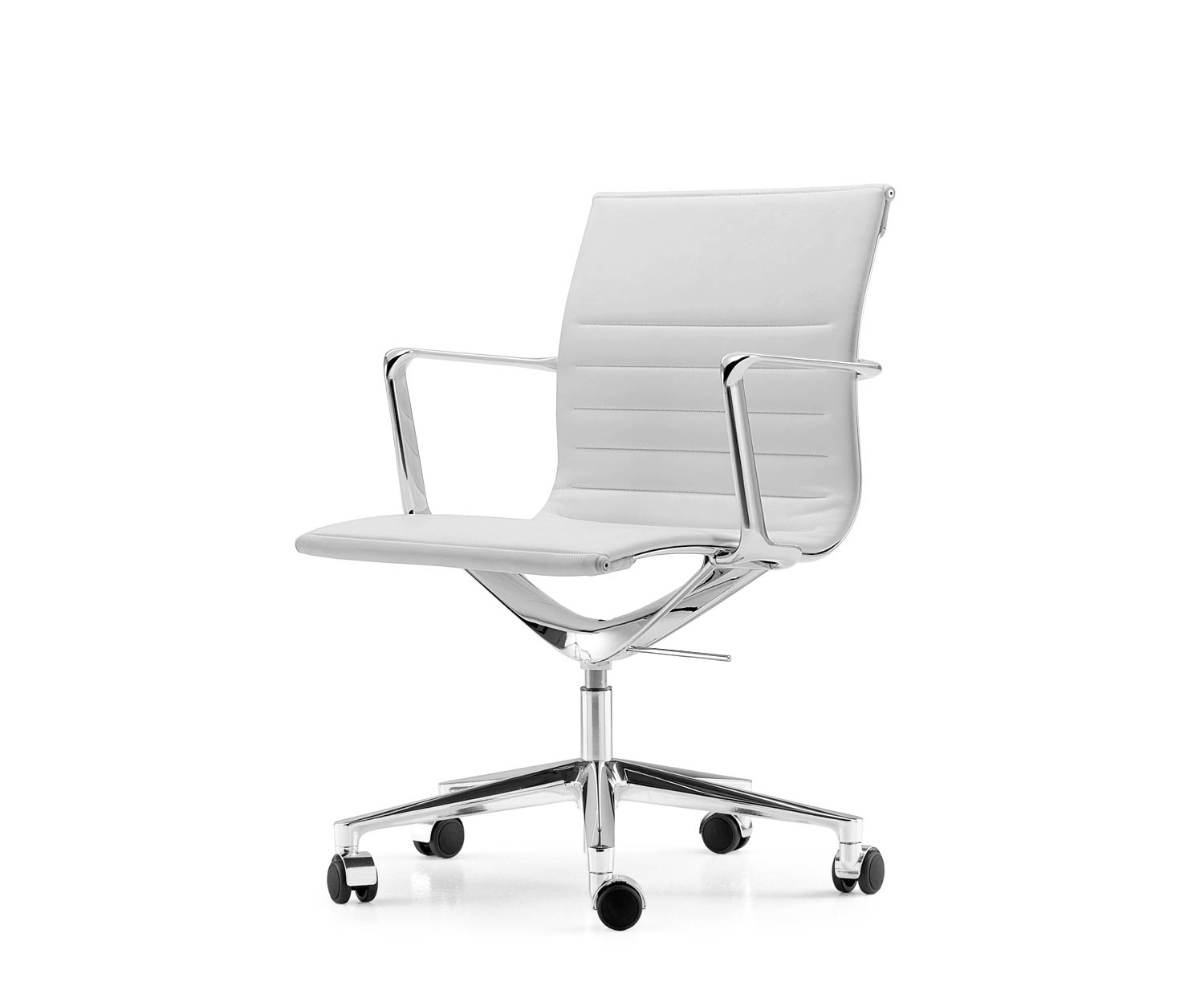 ICF Una Chair Managment bureaustoel design bureaustoel 5 arm met wielen H42 cm met leer leer wit 915 ICF Una Chair Managment bureaustoel design bureaustoel 5 arm met wielen H42 cm met leer leer wit 915
