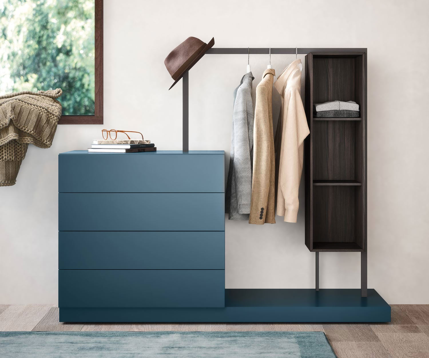 Novamobili Easy 4 ladekast met kledingkast Novamobili Easy 4 ladekast met kledingkast