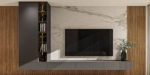 Lowboard mit Wandschrank links