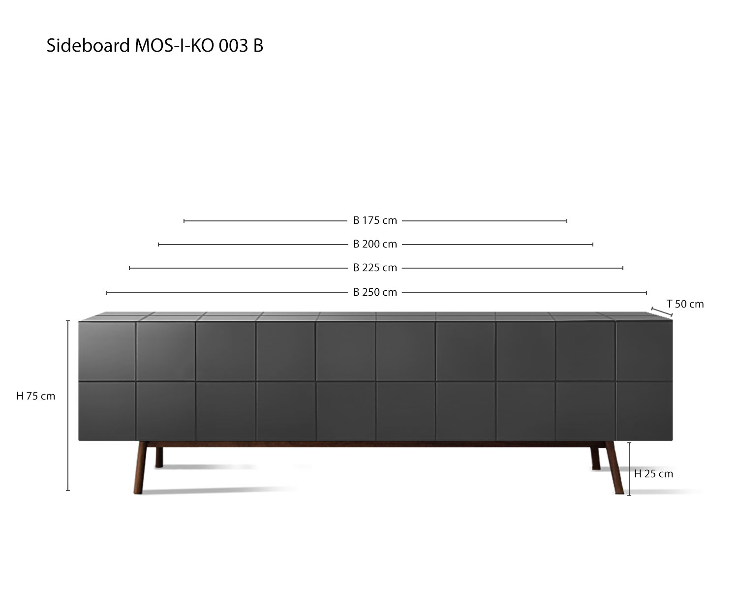 Esquisse Dimensions Variantes al2 Designer Sideboard MOS I KO 003 B