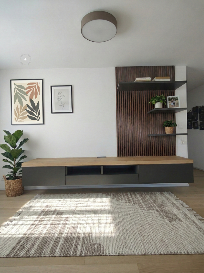 Livitalia Wohnwand C101 mit Regalbden und Akustikpaneele schn