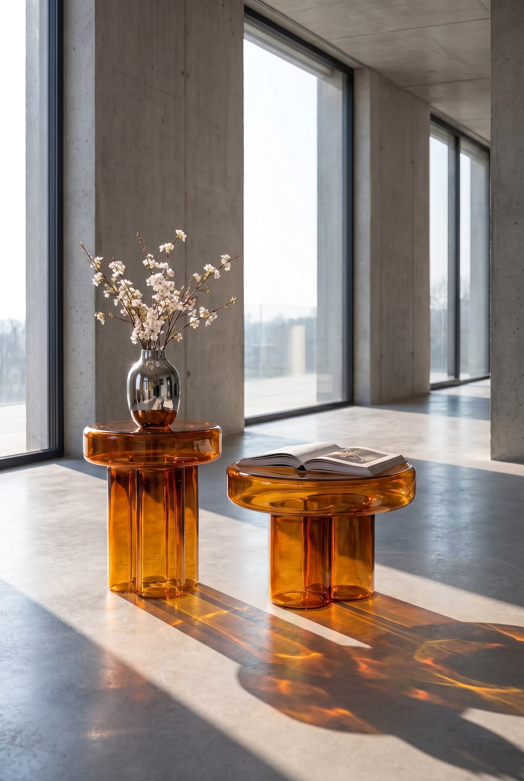Design sculptural de la table basse Miniforms Soda dans le jeu de lumi&egrave;re