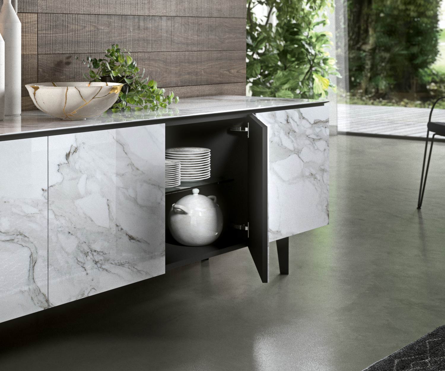 Buffet design de haute qualité sur pieds 210 cm Buffet design de haute qualité sur pieds 210 cm