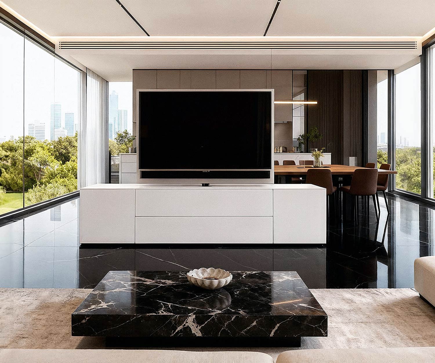 Livitalia Roto Sideboard Raumteiler mit drehbarem TV Paneel Livitalia Roto Sideboard Raumteiler mit drehbarem TV Paneel
