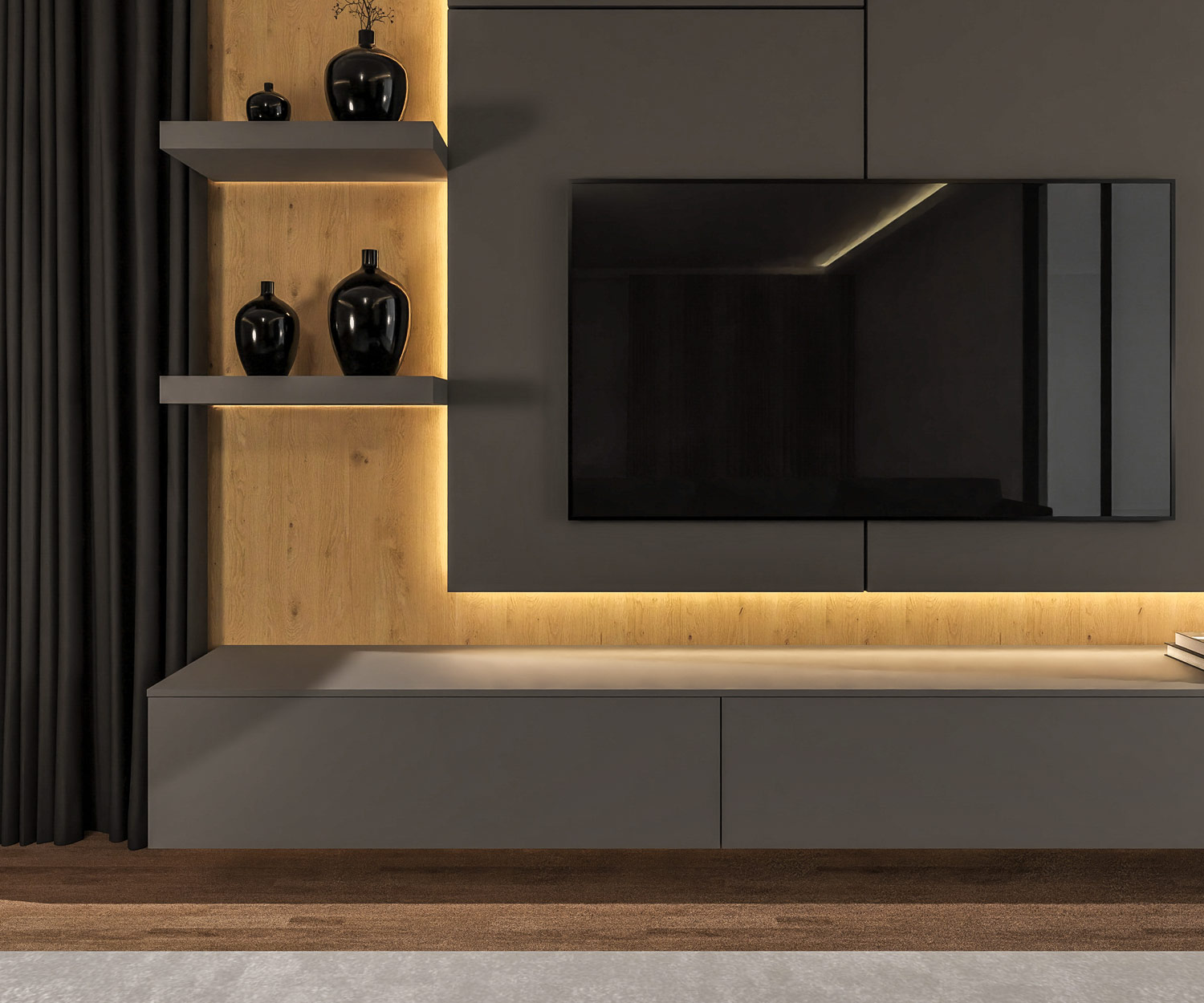 Wohnwand mit Kamin Wohnwand mit Kamin