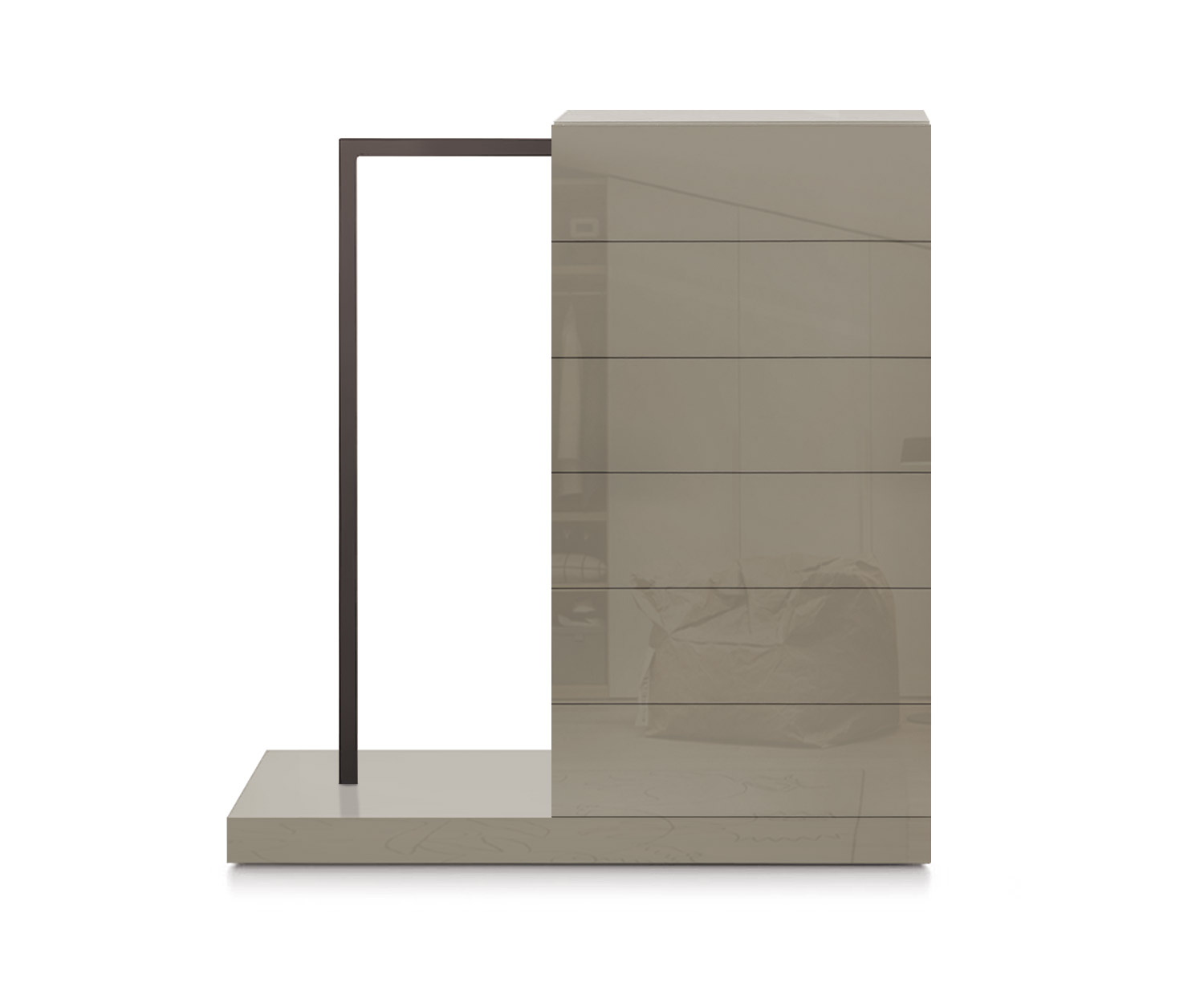 Novamobili Easy6 hoge ladekast + kledingkast links B54cm glanzend zand433