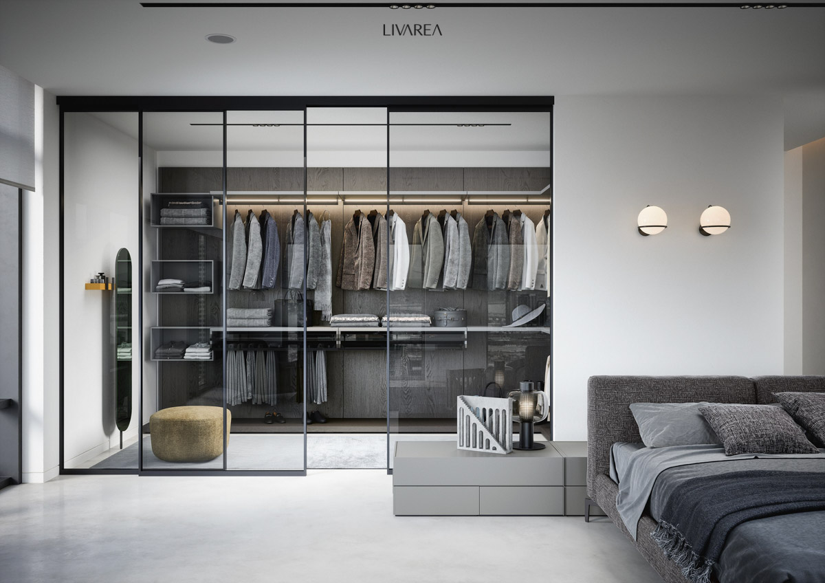 Open kastsysteem voor aankleden met open vakken Open kastsysteem voor aankleden met open vakken