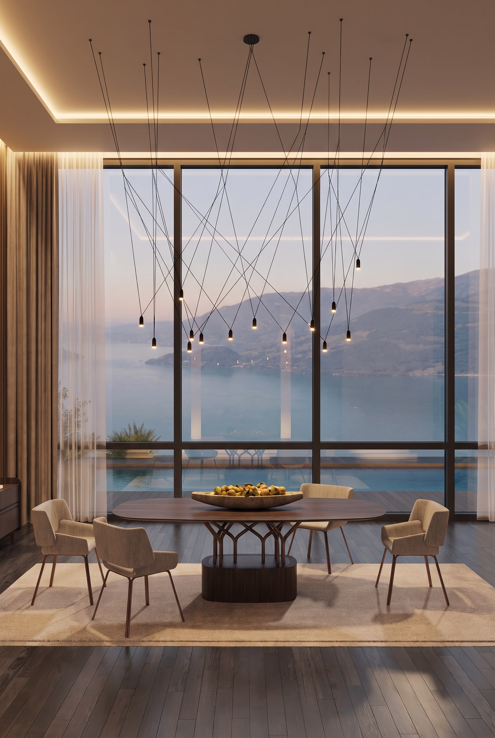 Modernes Esszimmer mit großem Design Esstisch