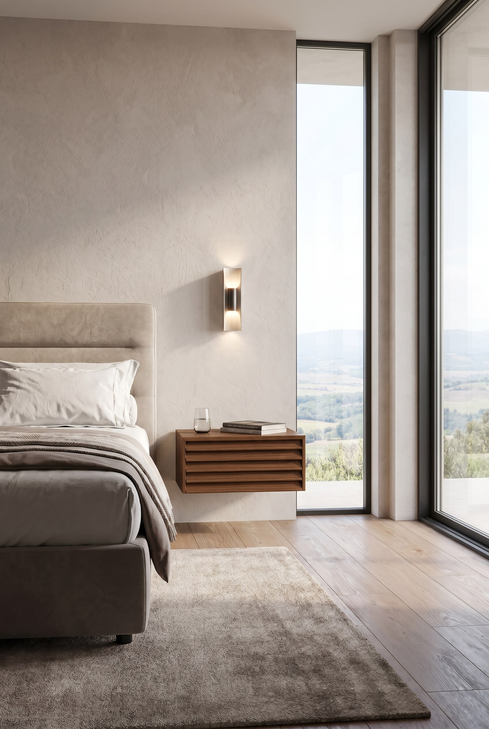 Table de chevet Punt Sussex avec façade à lattes de bois Table de chevet Punt Sussex avec façade à lattes de bois