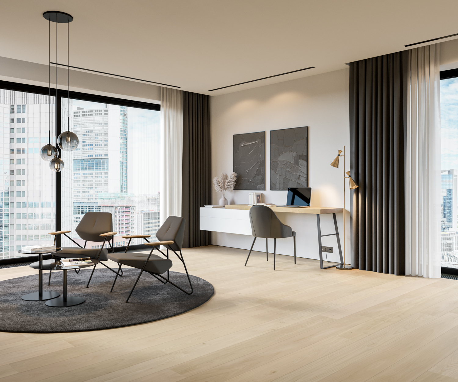 Luxe appartement met modern bureau en zithoek
