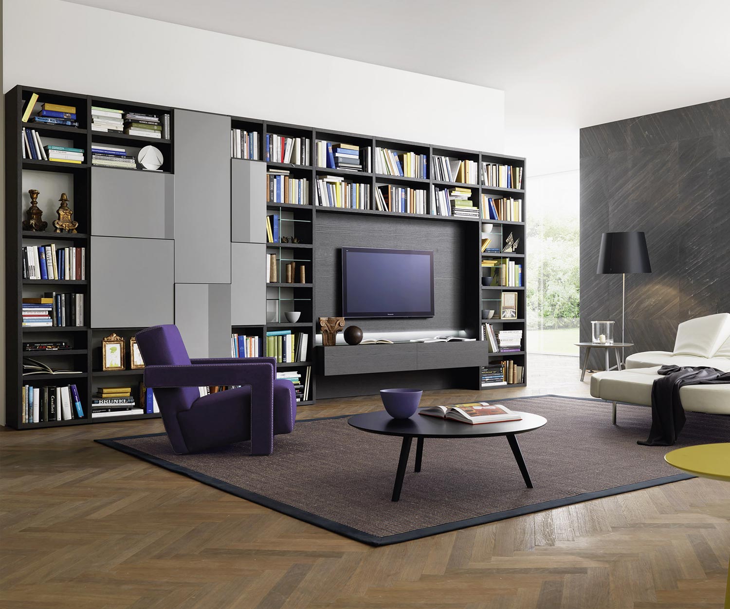 Étagère de salon au design exclusif Étagère à livres C54 imitation bois Étagère de salon au design exclusif Étagère à livres C54 imitation bois