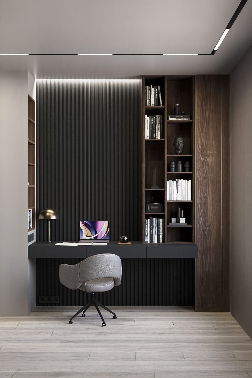 espace-de-travail-mural-gain-de-place-avec-plateau-de-table-robuste-et-hautes-bibliothèques
