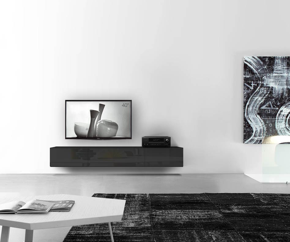 /Design Lowboard Wand B210 H33 5 noir brillant