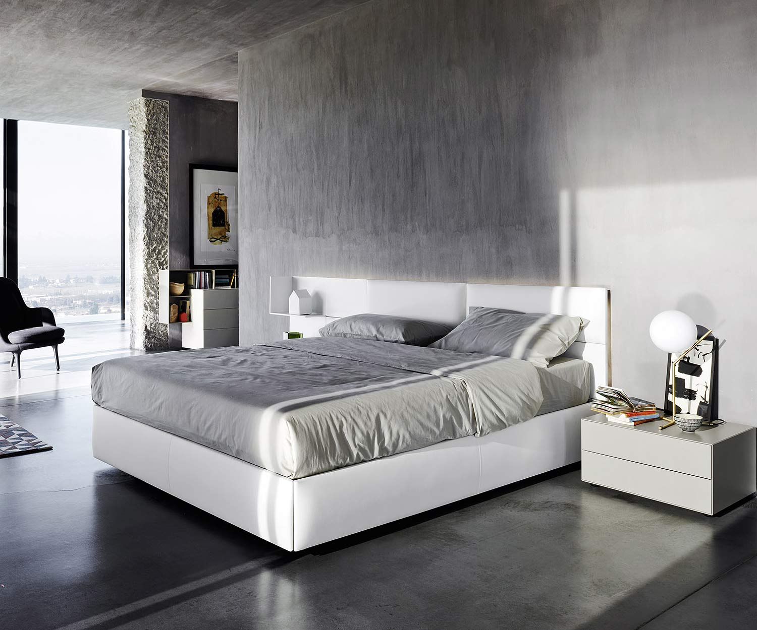 Exclusif Livitalia Table de nuit design Ecletto avec 2 tiroirs en blanc Exclusif Livitalia Table de nuit design Ecletto avec 2 tiroirs en blanc