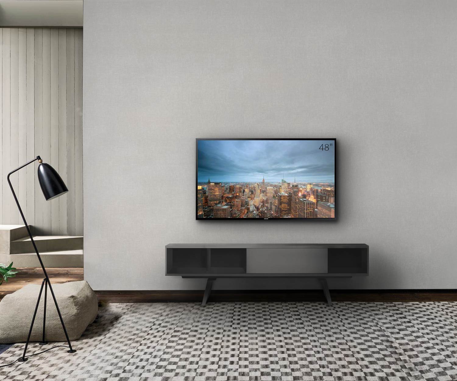 Hoogwaardige al2 e klipse 005 Design TV-design lowboard met open vak in donkergrijs Hoogwaardige al2 e klipse 005 Design TV-design lowboard met open vak in donkergrijs