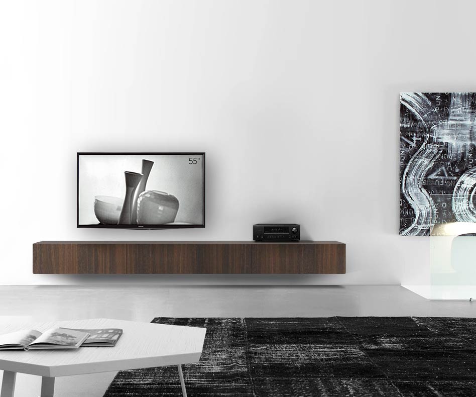 Livitalia Houten design lowboard configurator wand 300 cm 32 cm 56 cm bruin eiken