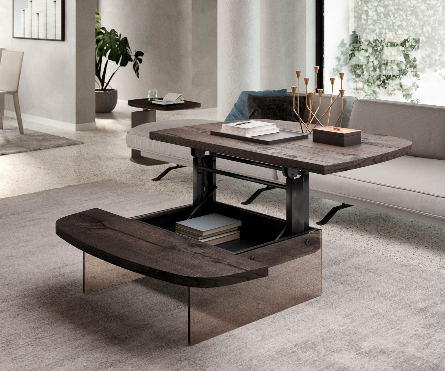 Ozzio Aurelius T067 salontafel massief tafelblad detail Ozzio Aurelius T067 salontafel massief tafelblad detail