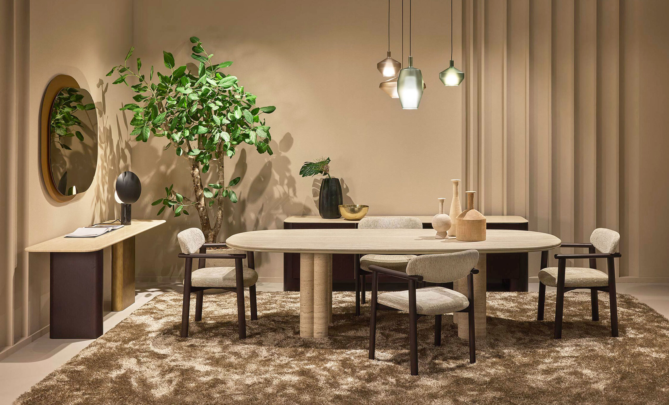 Modernes Esszimmer mit Designer Marmor Esstisch Simmy von Marelli Modernes Esszimmer mit Designer Marmor Esstisch Simmy von Marelli