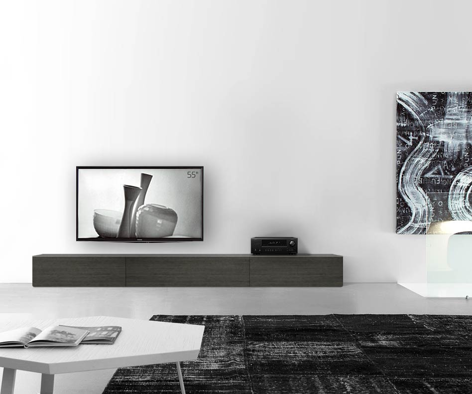 Livitalia Houten design lowboard configurator vloer 300 cm 32 cm 46 cm grijs eiken