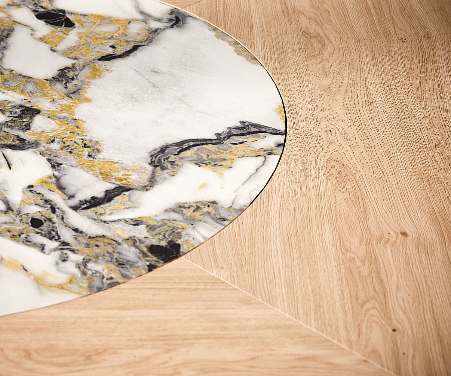 Ozzio Veliero T314 Table de salle à manger ronde design Chêne Carbone Emperador Ozzio Veliero T314 Table de salle à manger ronde design Chêne Carbone Emperador