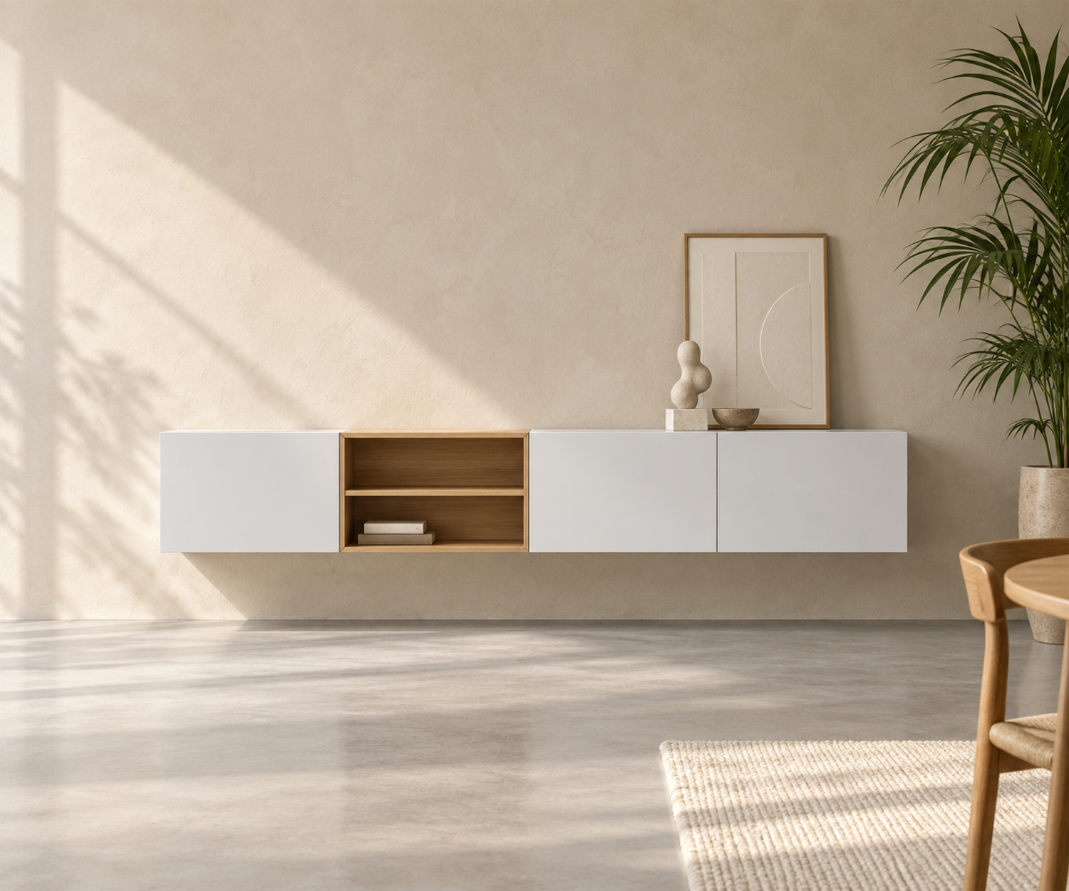 Livitalia Box 18 Wanddressoir 240 cm – Mat wit + Licht eiken Livitalia Box 18 Wanddressoir 240 cm – Mat wit + Licht eiken
