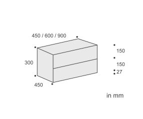 Livitalia Ecletto Table de nuit design avec 2 tiroirs Esquisse Dimensions Dimensions