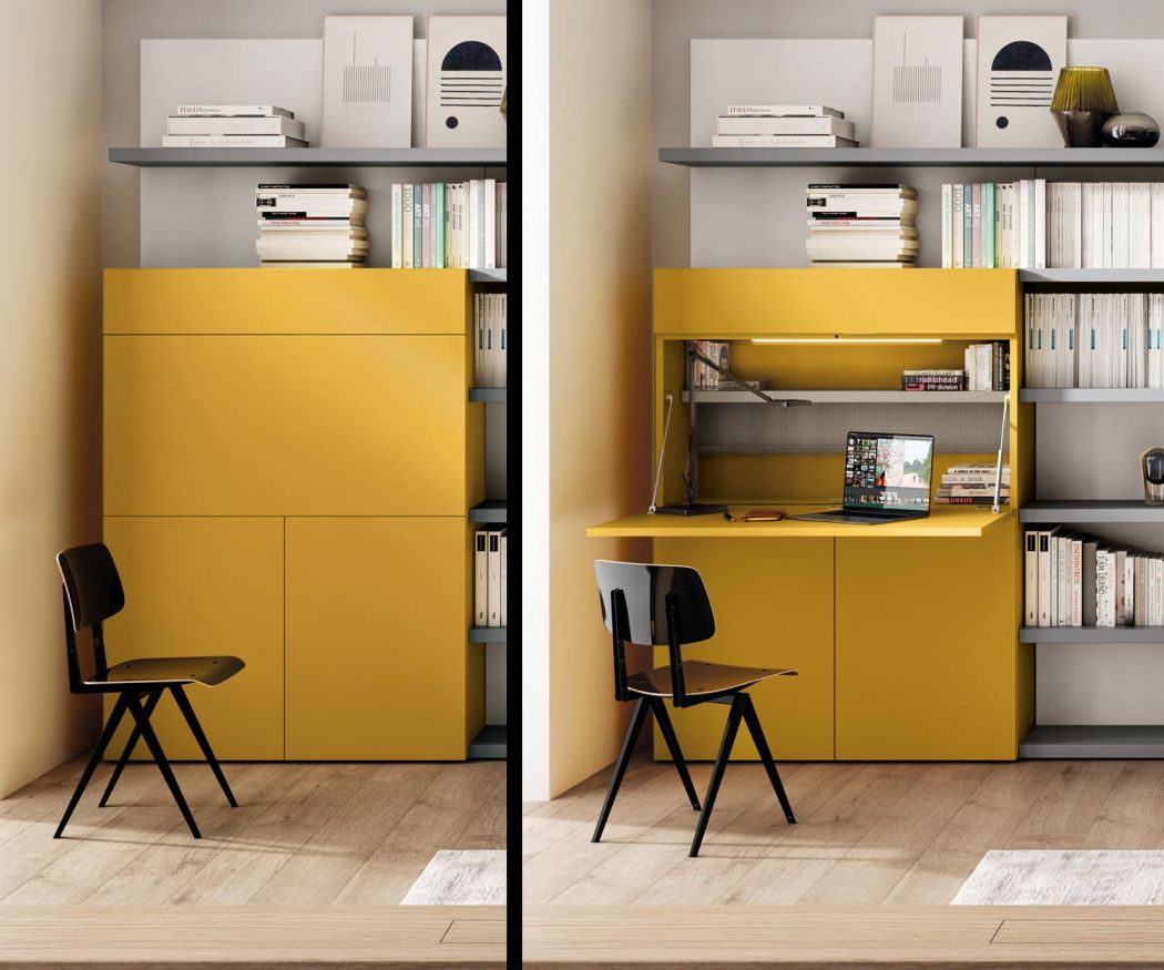 HomeOffice Bureau salon SChrank avec bureau escamotable