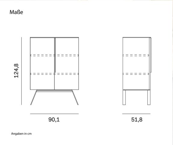 Novamobili Highboard Cleo Esquisse Dimensions