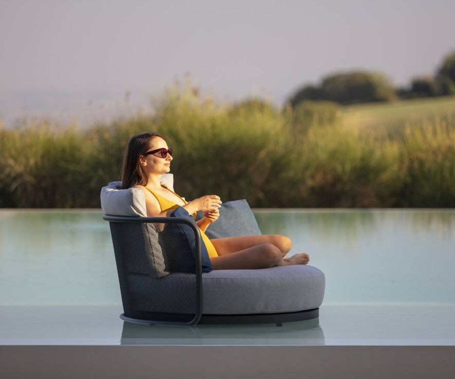 Todus Baza Round Lounge Fauteuil de piscine relaxant