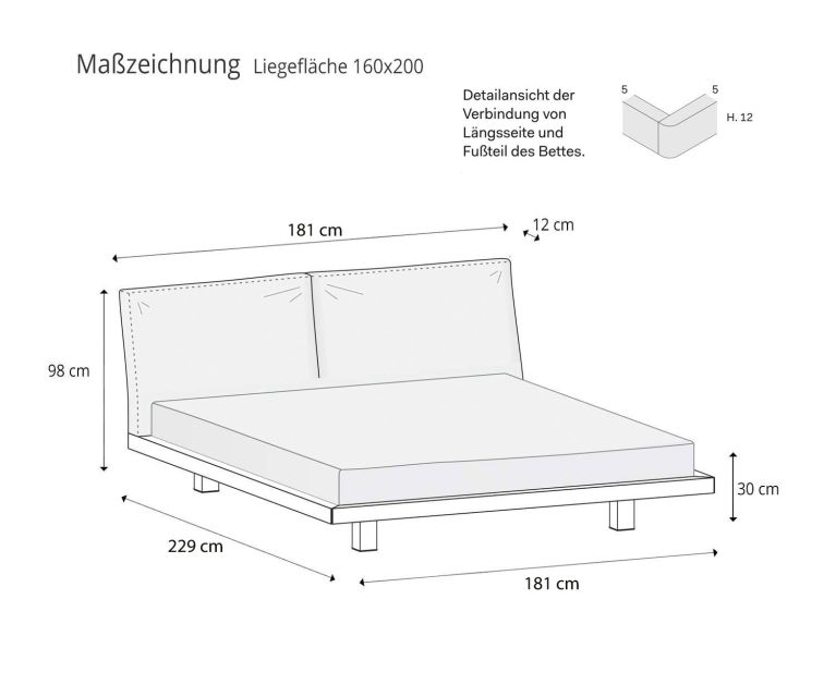 Novamobili Lit Nido Dimensions Tailles Construction Esquisse Dimensions 160