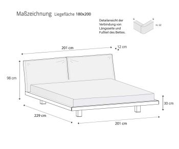 Novamobili Lit Nido Dimensions Tailles Construction Esquisse Dimensions 180