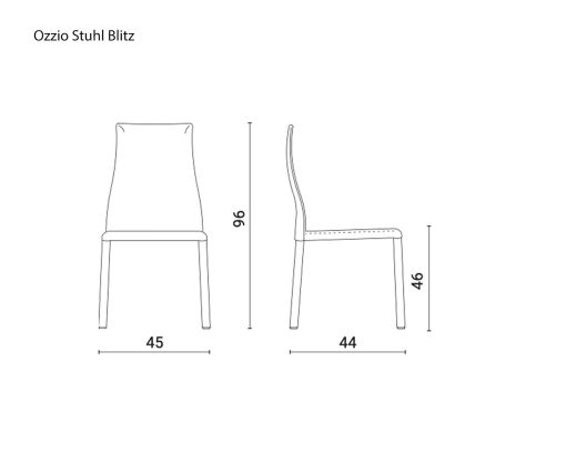 Ozzio Chaise Blitz Dimensions Tailles Croquis