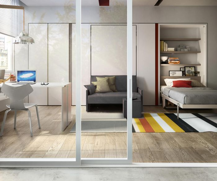 Vitrine design en verre moderne avec éclairage leds et 4 tiroirs de rangement